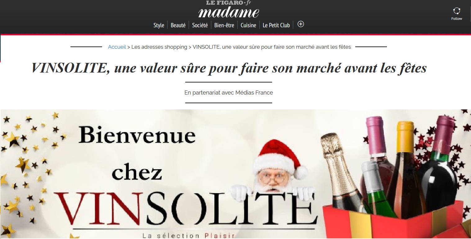 Article VINSOLITE du Figaro Madame